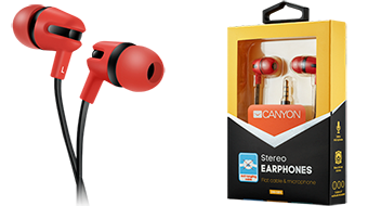 CANYON CNS-CEP4R Stereo earphone with microphone, 1.2m flat cable, Red